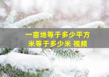 一亩地等于多少平方米等于多少米 视频